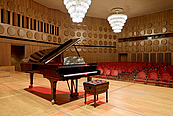 Das Foto zeigt einen Steinway Flügel im Mendelssohn-Saal des Gewandhauses zu Leipzig.